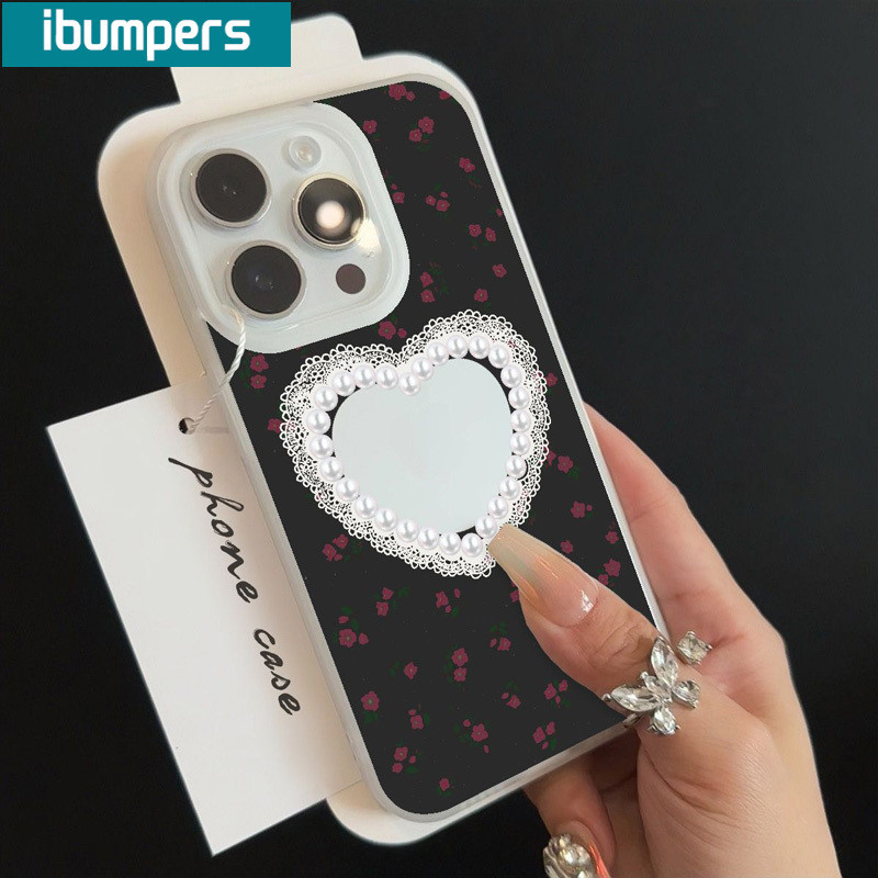 ibumpers Ốp Lưng IPhone Xinh Hàn Quốc Trái Tim Tình Yêu Họa Tiết Hoa Ốp Điện Thoại Trong Suốt Nhám Mờ TPU Mỏng Chống Sốc Chống Bẩn Cho IPhone 16 15 14 12 13 11 Pro Max IP 7 8 Plus X XS XR