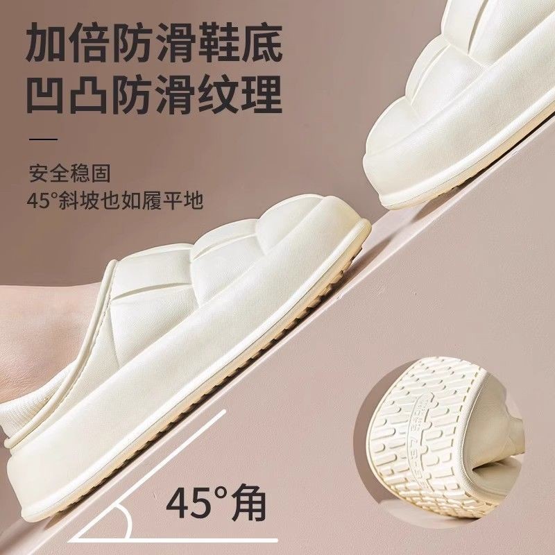 Dép Lê cotton chống thấm nước giày bông đôi lót nhung đế dày cho gia đình trong nhà mẫu mới mùa thu đông 2024 nữ đi bên ngoài