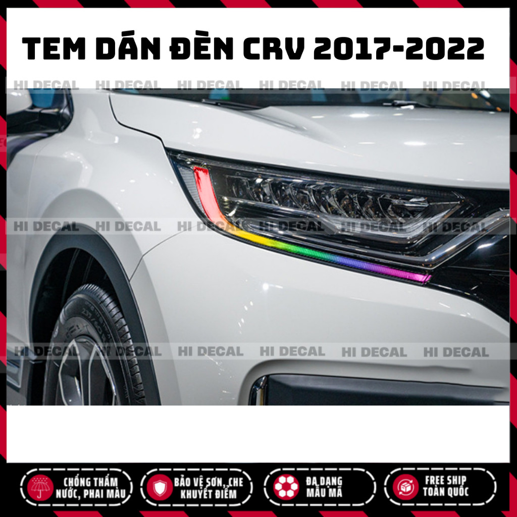 Tem dán đèn CRV 2017 - 2022, decal trang trí đèn CRV bền màu chống xước