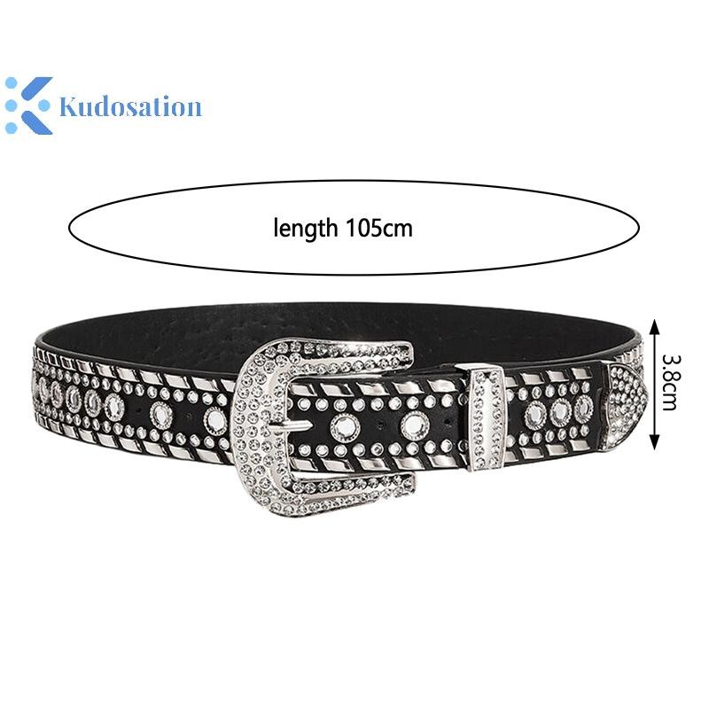 Kudosation Thời Trang Punk Y2K Kim Cương Giả Thắt Lưng Nữ Khóa Kim Loại Thời Trang Dây Thắt Lưng Quần Jean Trang Trí Cô Gái Cay Thắt Lưng