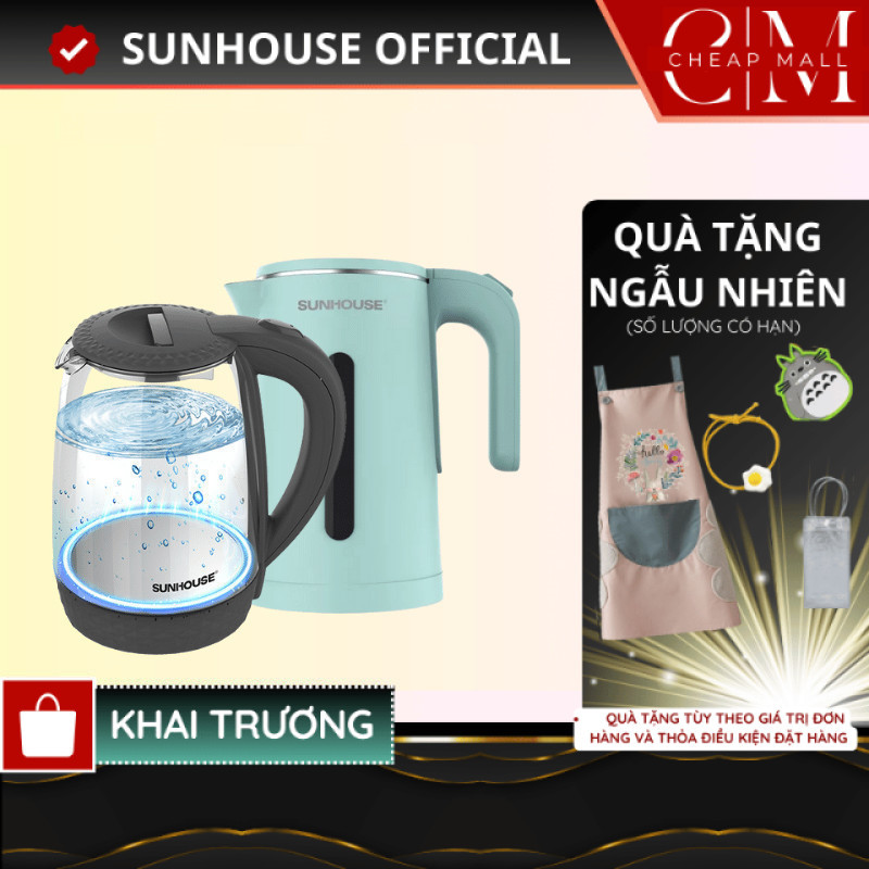 Ấm siêu tốc Sunhouse Inox mini 2 lớp 1.8L nhiều mã bình đun nước thủy ...