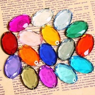 Tự Làm Handmade Chất Liệu Gói Quần Áo Phụ Kiện Phụ Kiện Acrylic Tay May Kim Cương Hình Bầu Dục Phẳng Cắt 13 * 18mm10 Miếng