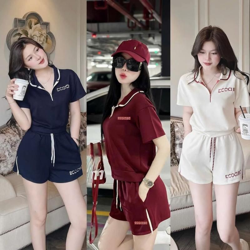 Set Bộ Đùi Thêu Chữ Nổi Cổ Khóa Chất UMI Hàn Sang Chảnh Năng Động Cạp Chun CóTúi khóa kéo 2 bên quần