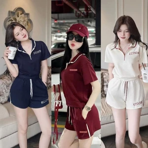 Set Bộ Đùi Thêu Chữ Nổi Cổ Khóa Chất UMI Hàn Sang Chảnh Năng Động Cạp Chun CóTúi khóa kéo 2 bên quần