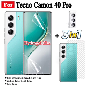 Tecno Camon 40 Pro Full Trong Suốt Hydrogel Mềm Bảo Vệ Màn Hình Cho Tecno Camon 40Pro 5G Camon 40 Mặt Trước Flim + Mặt Sau Flim + Ống Kính Máy Ảnh Flim