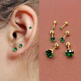 Julyhot 1 Đôi Bông Tai Tragus Xanh Tròn Nhỏ Stud Lobe Xuyên Sụn Stud Xoắn Trang Sức Cz Barbell Xuyên Bông Tai Massivedeals