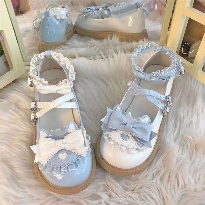 Bộ sưu tập 3.000 người Giày Mary Jane mũi lớn phong cách Nhật Bản, da nhỏ, gót phẳng, kiểu Gothic jk, mũi tròn, công chúa