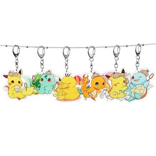 [Keychain] Móc khóa Pokémon Anime Móc khóa Pikachu hai chiều Móc khóa túi học sinh Squirtle MPWY