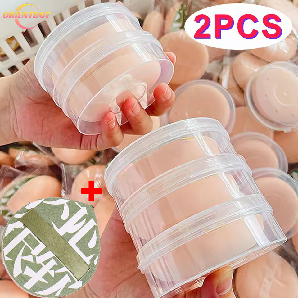 Hộp đựng phấn bột nhựa trong suốt & Bộ miếng bọt biển trang điểm - Hộp đựng mỹ phẩm trứng làm đẹp chống thấm nước