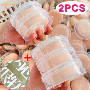 Hộp đựng phấn bột nhựa trong suốt & Bộ miếng bọt biển trang điểm - Hộp đựng mỹ phẩm trứng làm đẹp chống thấm nước