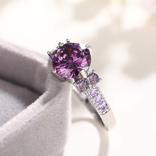 S925 Sterling Bạc Tím Zircon Nhẫn Trang Sức Thời Trang Đơn Giản Quà Tặng Nữ
