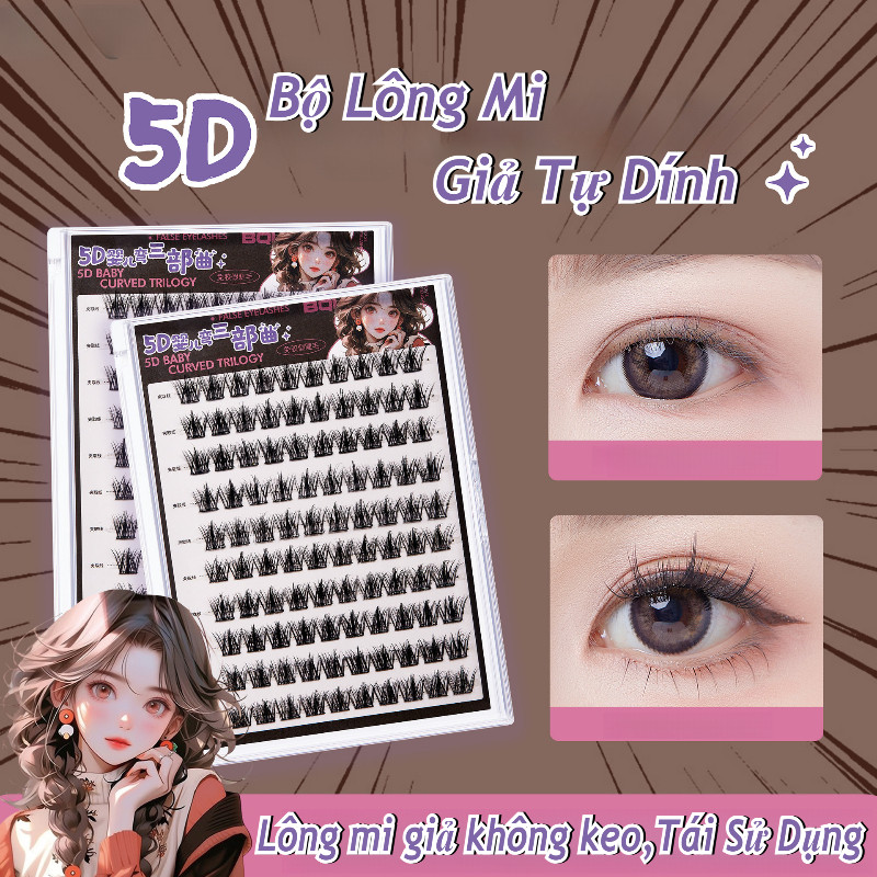 Lông mi giả không keo,Bộ Lông Mi Giả Tự Dính,Ngọn Lửa, Hoa Hướng Dương Tự Nhiên,Tái Sử Dụng