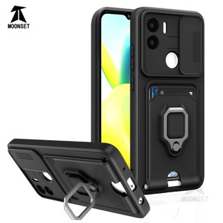 Dành Cho Redmi A1 Plus A2 Plus Ốp Lưng 4 Trong 1 Trượt Camera Bao Đựng Thẻ Đứng Vuông Freebie Dây Chống Sốc Chống Rơi Mỏng Mềm TPU Cover