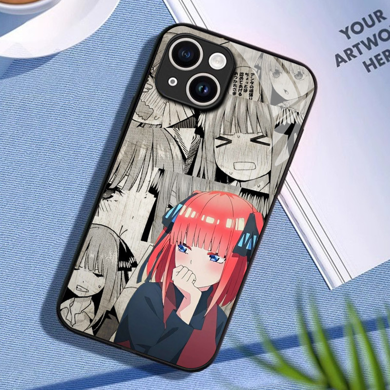Ốp điện thoại kính Gotoubun No Hanayome Nino Nakano cho IPhone 16 15 14 13 12 11 Pro XR XS Max Plus Mini X XR 8 7 6s SE2 / 3