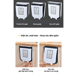 Thùng Rác Treo Tủ Bếp BUNA Treo Cạnh Tủ Bếp Size To, Thùng Rác Gấp Gọn Sạch Sẽ Tiện Lợi.