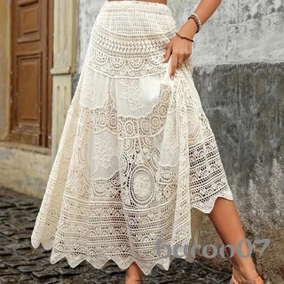 Váy chữ A mùa hè dành cho nữ Váy dài móc Boho Flowy dành cho du lịch đi biển mua sắm