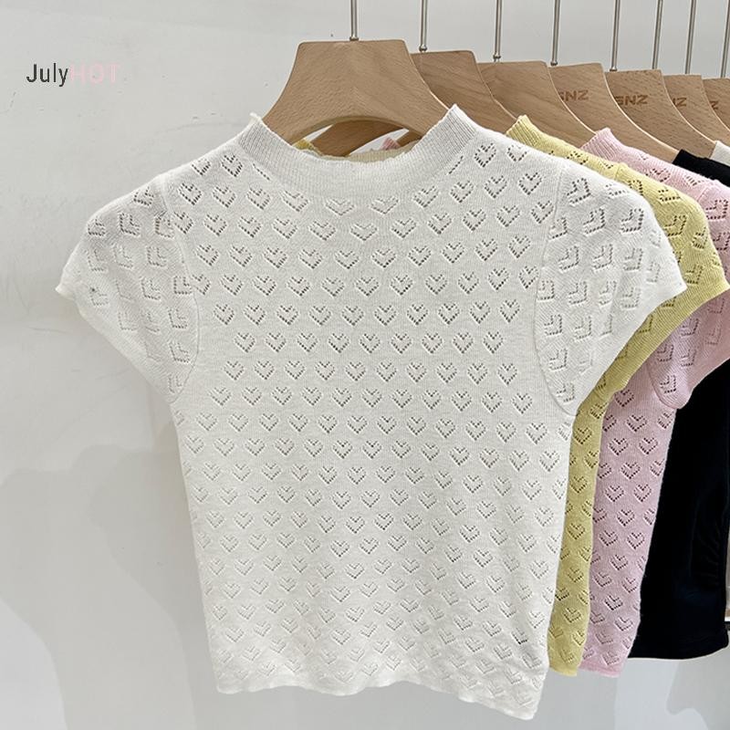 Áo Croptop Len Ice Silk Mỏng Tay Bay Cho Nữ, Thiết Kế Cut-OutSlim, Phù Hợp Mùa Hè 2025