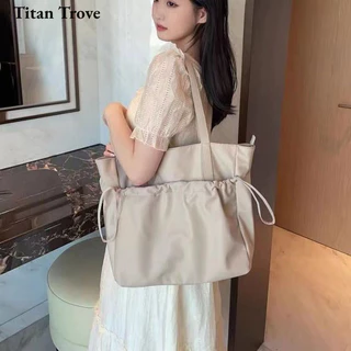 Titan Trove Mới phổ biến lớp học sinh túi vải tote nữ đơn giản chống thấm nước dung tích lớn đi lại túi đeo vai di động