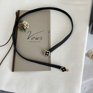 Girth nữ accessorize với váy dây thun co giãn thắt lưng màu đen quấn eo với cỏ bốn lá