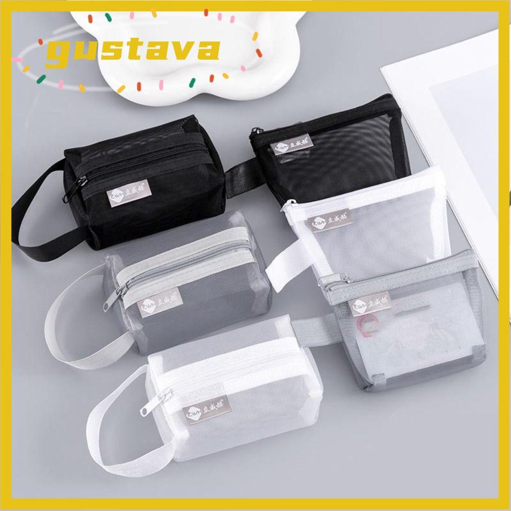 Ví đựng tiền xu dây kéo mini GUSTAVA, Túi giặt mini Túi đựng lưới vuông dung tích lớn, Túi đựng mỹ phẩm nhẹ thoáng khí