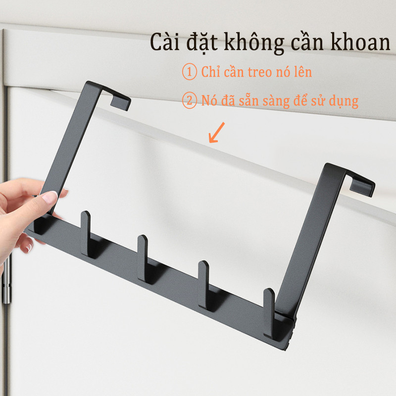 Ảnh Móc treo đồ MEIDOO màu vàng đen gắn sau cửa cài đặt không có lỗ bắt đầu sử dụng nhanh 2
