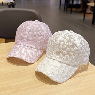 Mũ Mũ lưỡi trai thêu hoa cúc nhỏ mùa xuân và mùa hè đáng yêu ngọt ngào Phong Cách Hàn Quốc cho nữ Mũ lưới lưỡi vịt che nắng ren thoáng khí