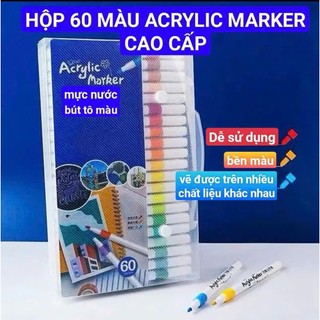 Hộp 60 Bút Màu Acrylic Marker Cao Cấp - Màu Sắc Tươi Sáng, Chống Nước