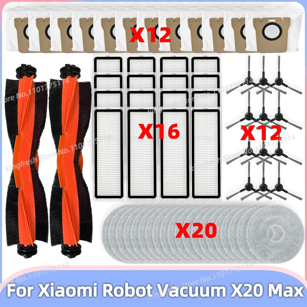 Tương Thích Cho (Xiaomi Robot Hút Chân Không X20 Max / D109GL) Bộ Phận Chân Không Con Lăn Chính Bàn Chải Bên Bộ Lọc Hepa Lau Nhà Vải Túi Bụi