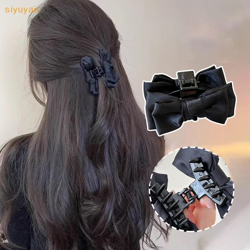 Siyuyan 2 Chiếc Nơ Đen Móng Vuốt Tóc Nhỏ Nữ Cô Gái Kẹp Tóc Bên Kẹp Trán Nổ Kiểu Tóc Kẹp Mũ Đội Đầu Ngọt Ngào VN
