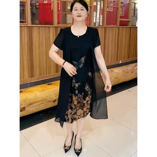 Váy trung niên cho mẹ ,Đầm trung niên cho mẹ ,  ĐXT- ĐỎ ĐEN , đi chơi dự tiệc sang trọng cao cấp chất liệu thun co giãn