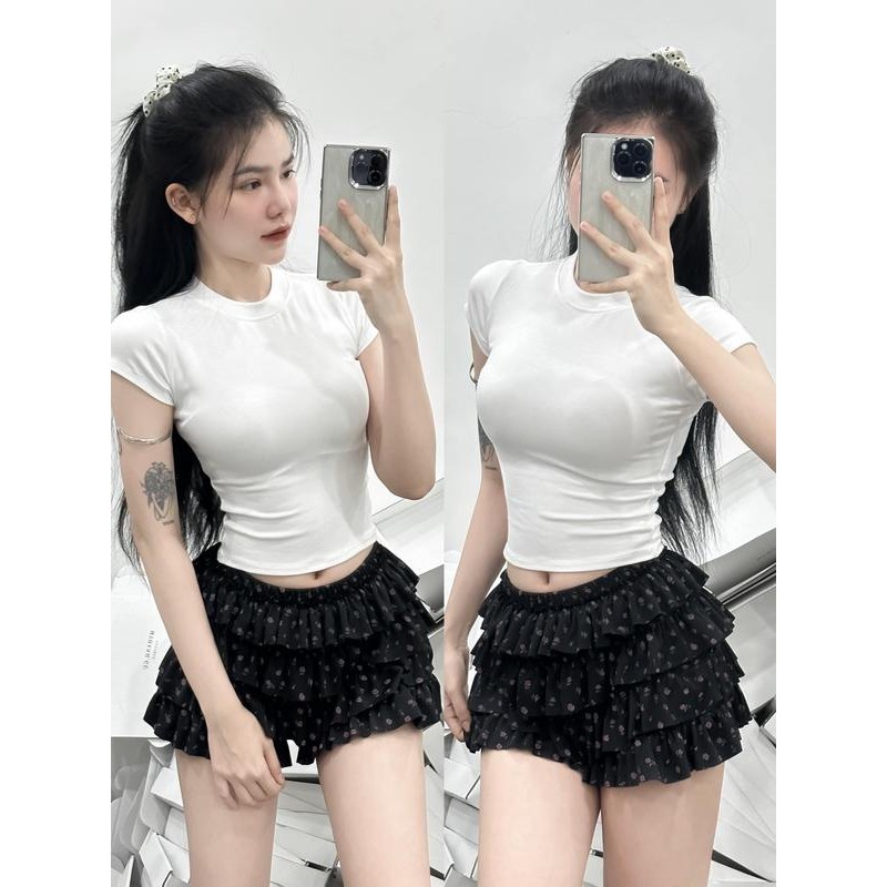 Quần Váy 4 Tầng Dáng Ngắn Lưng Thun Dễ Thương Họa Tiết Hoa Nhí Nhiều Màu-Q088