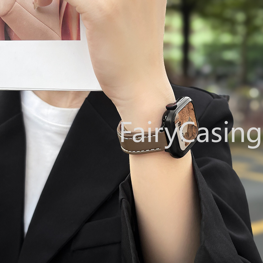 Dây đeo bằng da PU mỏng S11 S11 cho Apple Watch 42 46mm series 10 9 8 41mm 45mm 38 49mm ultra2 Vòng đeo tay màu sắc thanh lịch cho iWatch SE 7 6 5 4 3 40mm 44mm