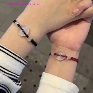 {Fh Fashion} Vòng đeo tay khóa an toàn giả ngọc bích tối giản cổ điển dành cho cặp đôi phong cách Trung Quốc dệt tay Chúc may mắn Dây tay.