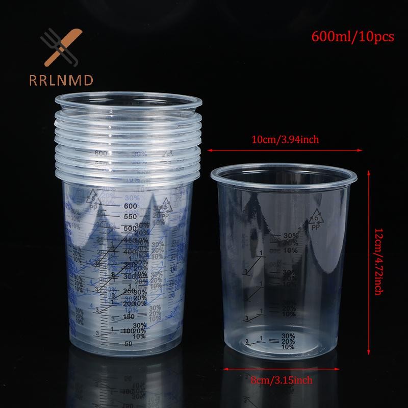 Rrlnmd 10 Chiếc 600ml Sơn Nhựa Trộn Cốc Trộn Sơn Trộn Hiệu Chuẩn Cốc MỚI
