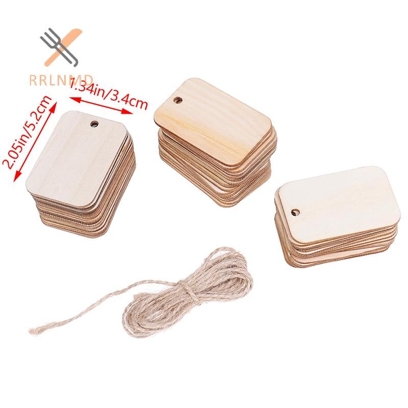 RRLNMD 50 Chiếc Vật Trang Trí Gỗ Ván Thẻ Nhãn Tấm DIY Khắc Thủ Công MỚI