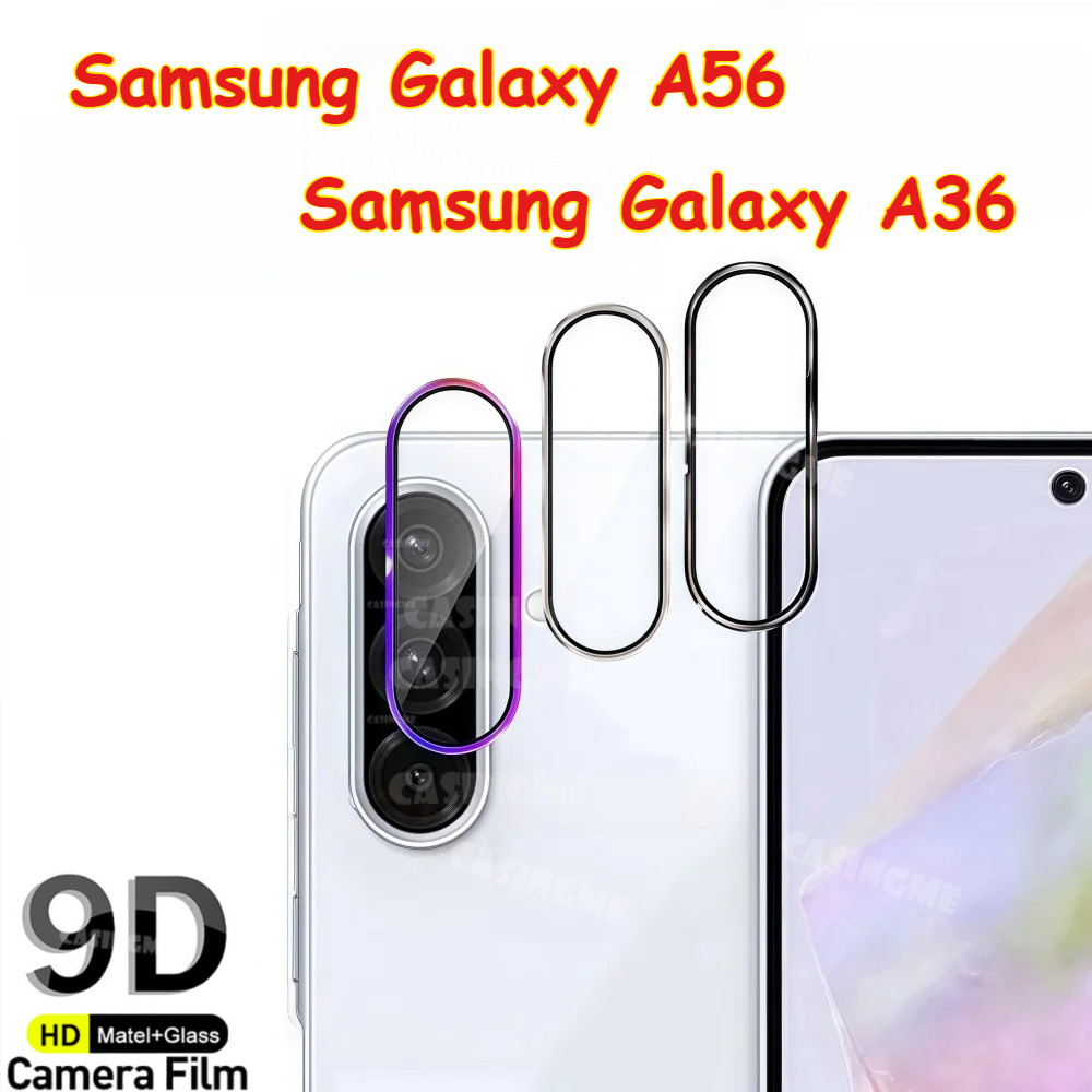 Full Cover Camera Nắp Kính Cho Samsung A56 A36 5G 2025 Mặt Sau Ống Kính Bảo Vệ Màn Hình Vòng Kim Loại Kính