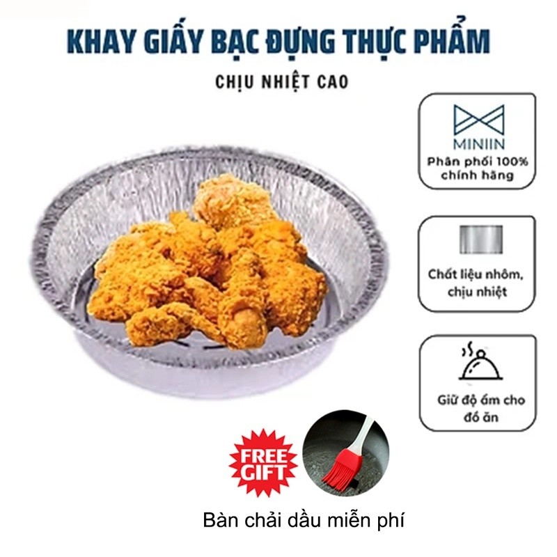 Khay giấy bạc lót nồi chiên không dầu đủ các size 18 20 22, khuôn giấy bạc, giấy bạc nướng