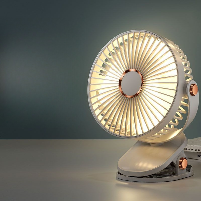 Quạt mini để bàn tích điện 5 mức độ gió, có đèn ngủ 5000 mha, hoạt động 6h-8h  [bảo hành 6 tháng]