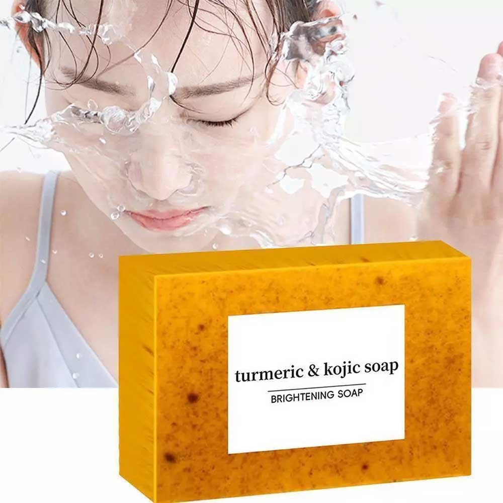 1/3pcs 80g Turmeric Hand Made Soap, Lemon Kojic Acid Soap, Shower and Facial Soap Body Care