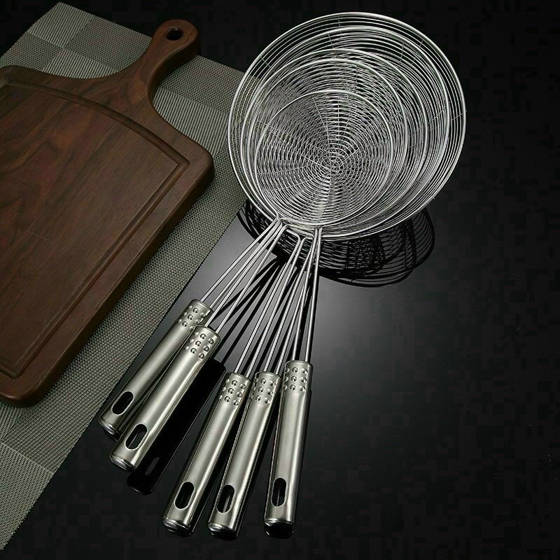Vợt lẩu nấu rán chiên chao vòng 20cm vớt thức ăn bằng inox bền đẹp sáng bóng
