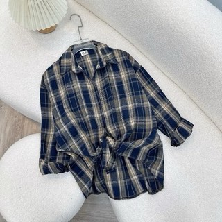 Áo sơ mi bigsize tay dài caro đơn giản khoác ngoài form rộng hottrend dễ phối đồ cho nàng 55 - 95 kg - SM182