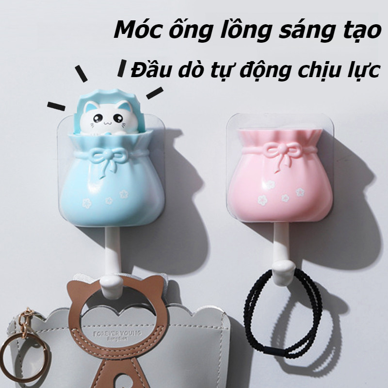 Móc Treo Đồ Gắn Tường Hình Mèo Dễ Thương,Móc Dán Tường không cần khoan đuc,Tự động chia tỷ lệ