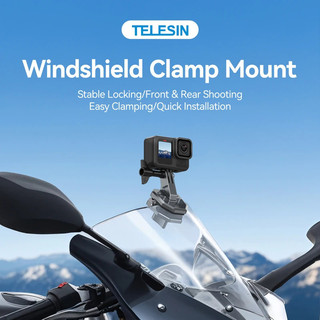TELESIN Camera Hành Động Xe Máy Kính Chắn Gió Kẹp Gắn Giá Đỡ Cho Gopro Insta360 DJI Phụ Kiện Camera Hành Động POV Bắn