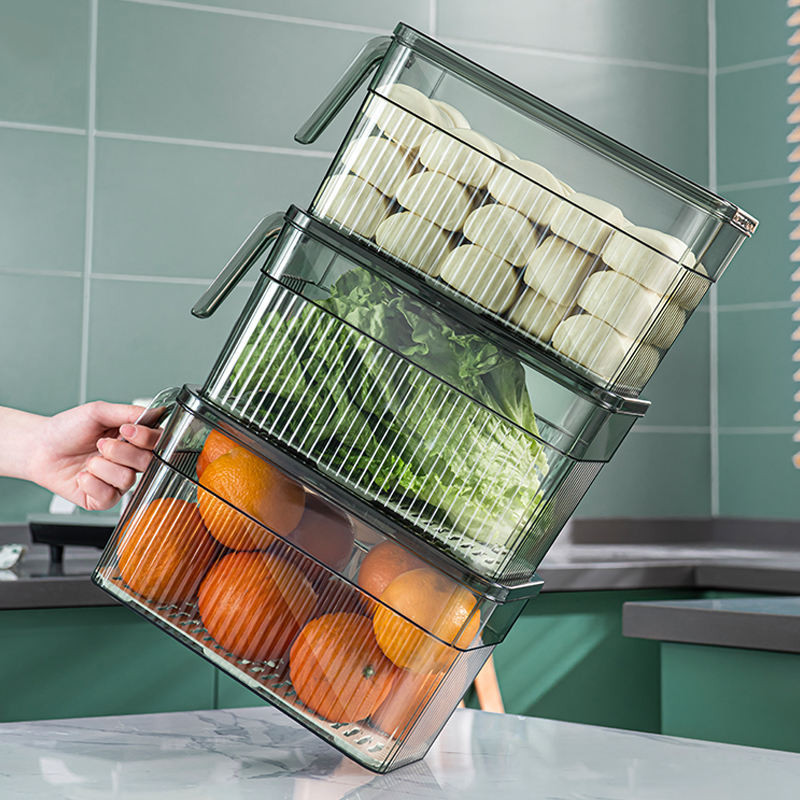 (sét 3 hộp) hộp đựng thực phẩm để tủ lạnh có tay cầm .hộp có đáy tách nước dung tích