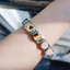 Mô Hình Ý Mô-đun Vòng Tay Mẹ-of-pearl Tròn Đơn Giản Mô-đun DIY Vòng Tay Đàn Hồi Dây Đồng Hồ Có Thể Lắp Ráp Dây Đeo Tay