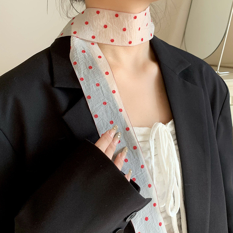 Phụ Nữ Khăn Cổ Đen Chấm Bi Túi Ruy Băng Đầu Choker Streamer Nữ Phụ Kiện