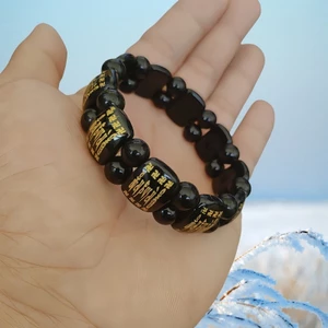 Mã Não Sáu Xương Rồng Mantra Đôi Hàng Vòng Tay Nam Nữ Cặp Đôi Obsidian Vòng Tay Hàng Vuông Mạ Vàng Vòng Tay