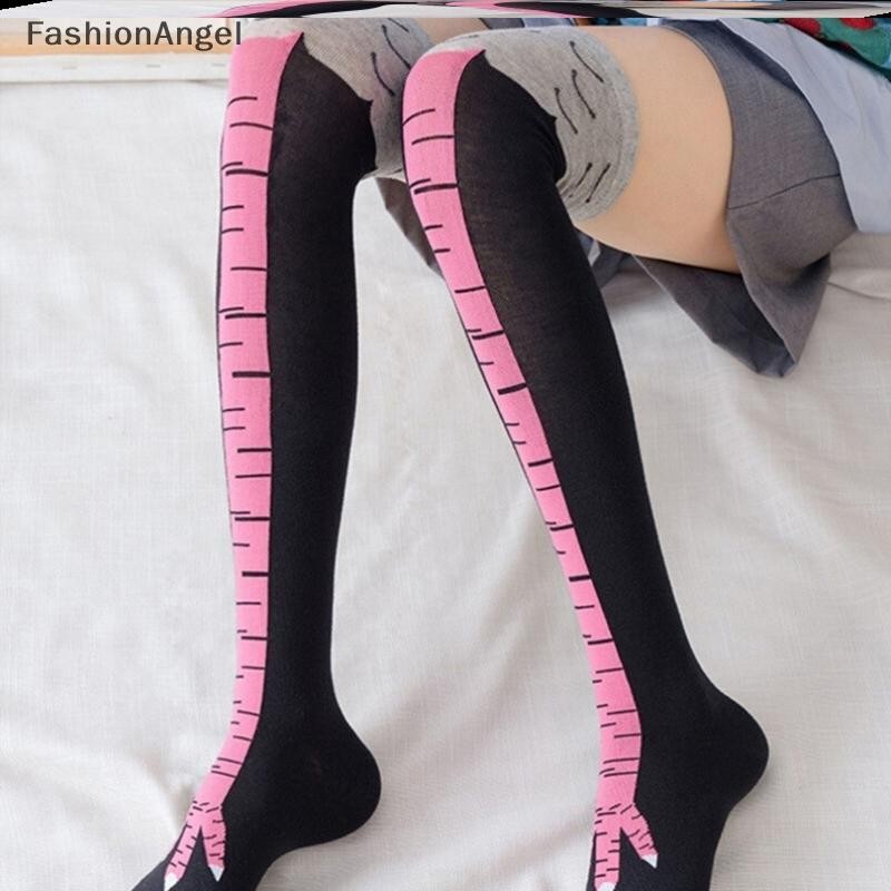 FashionAngel Gà Chân Tất Nữ Trên Đầu Gối Dài Tất Hoạt Hình Ngộ nghĩnh Cotton Chân Gà Móng Vuốt Nữ 3D In Đùi Tất Cao VN