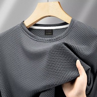 Plus Size Nam lce Lụa Tay Ngắn Cổ Tròn Nửa Tay Oversize Áo Phông Màu Trơn