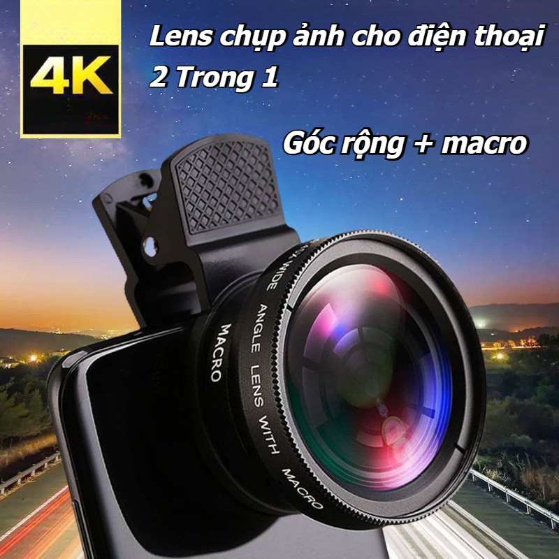 Bộ ống kính chụp ảnh dành cho điện thoại 2in1 góc rộng và macro,Cho IPhone Và Điện Thoại Android